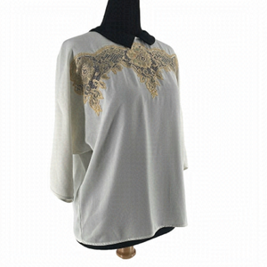 COP Copine blouse lace detail collared full button back academia preppy sz sm